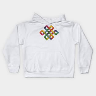 Buddhist endless knot in rainbow colors Kids Hoodie